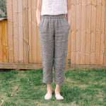 Vuvira Linen Casual Pants Cotton Linen Loose Plaid