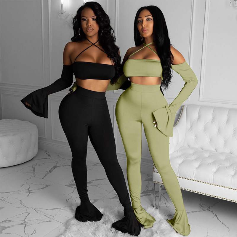 Vuvira Flow Line Set Long Sleeve Top & Slim Casual Pants
