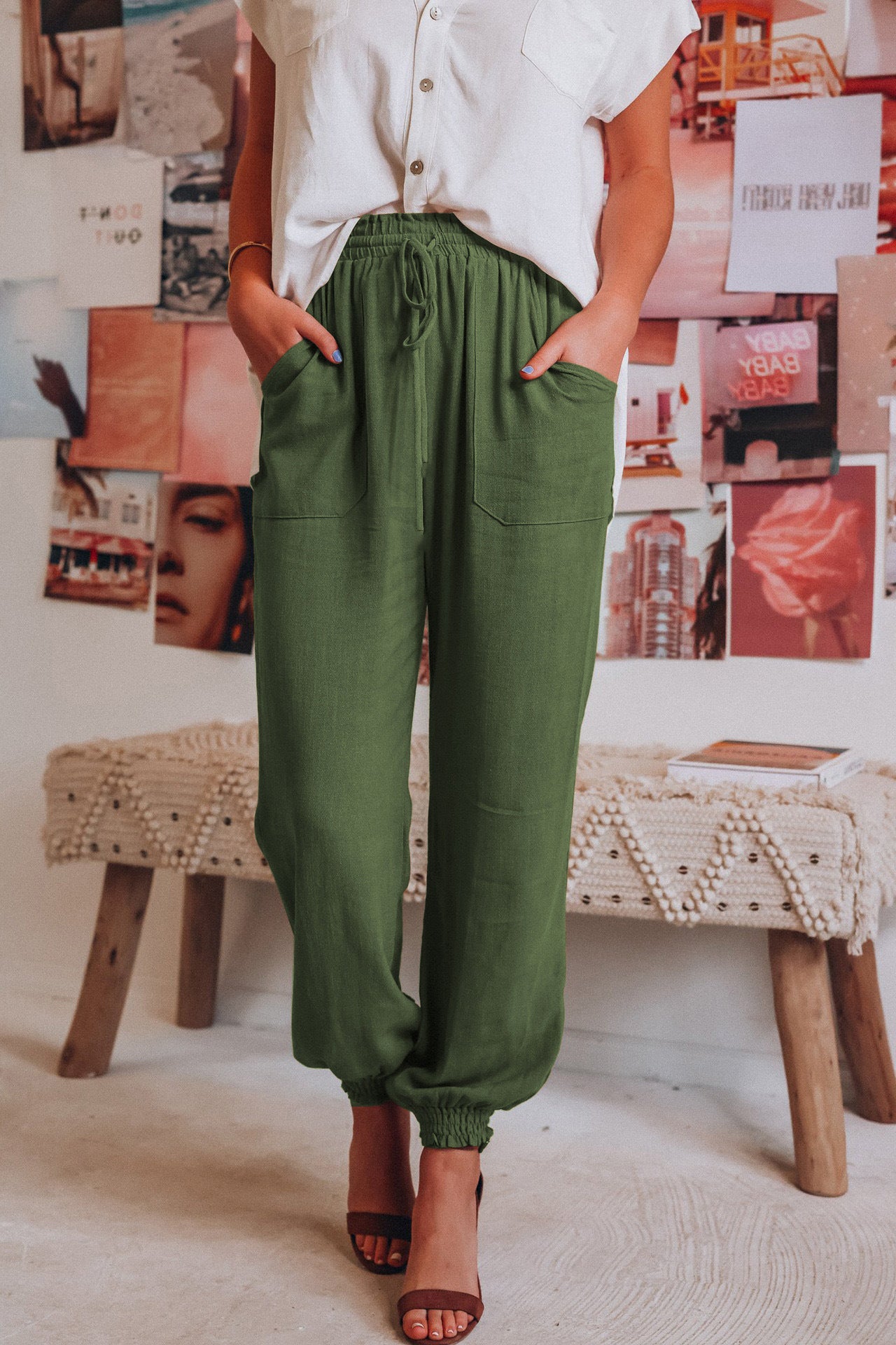 Vuvira Lantern Pants Solid Cotton Linen