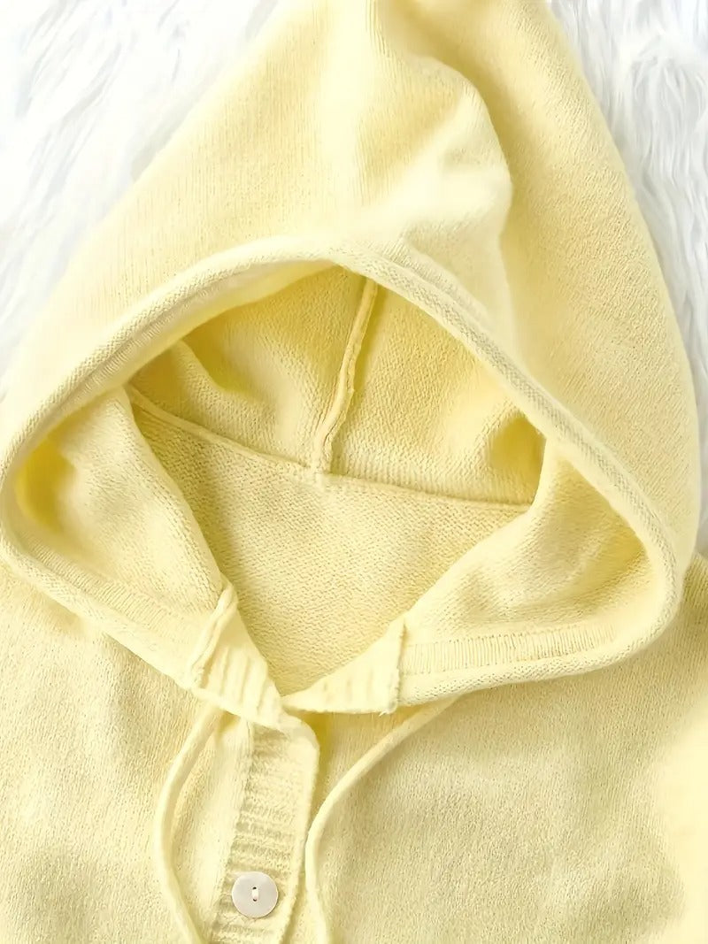 Vuvira Ivory Yellow Oversized Hooded Cardigan