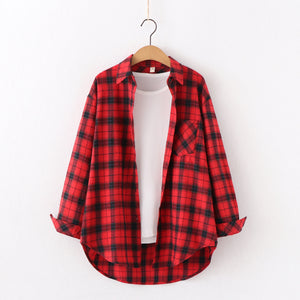 Vuvira Plaid Flannel Shirt  Women’s Loose Fit Blouse