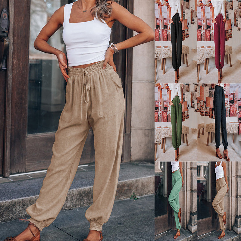 Vuvira Lantern Pants Solid Cotton Linen