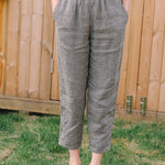 Vuvira Linen Casual Pants Cotton Linen Loose Plaid