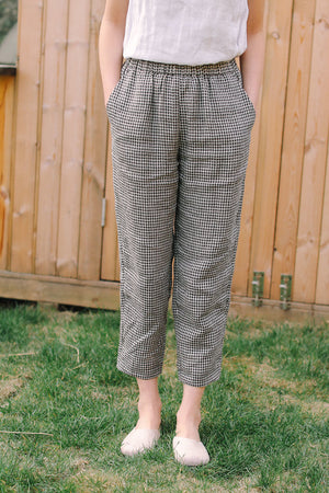 Vuvira Linen Casual Pants Cotton Linen Loose Plaid