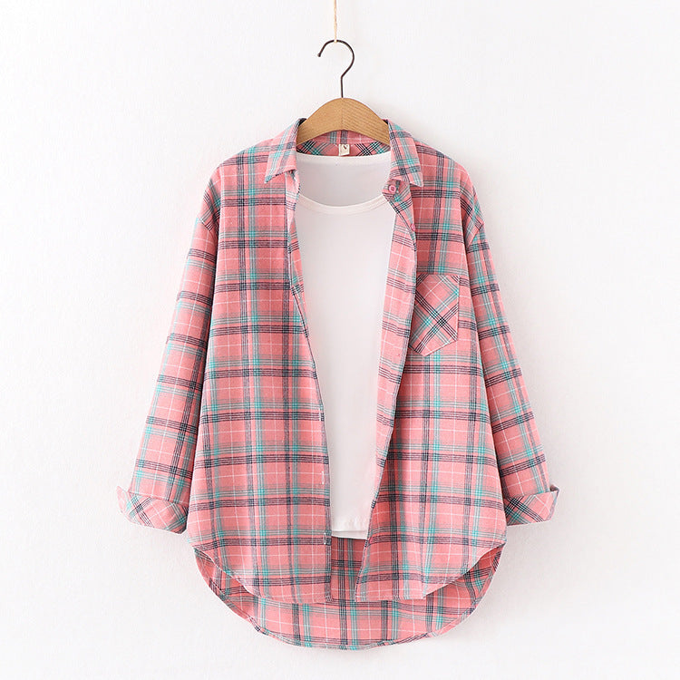 Vuvira Plaid Flannel Shirt  Women’s Loose Fit Blouse