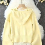 Vuvira Ivory Yellow Oversized Hooded Cardigan