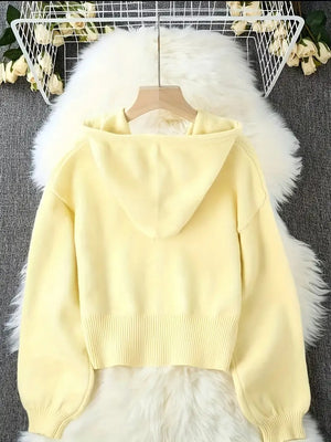 Vuvira Ivory Yellow Oversized Hooded Cardigan