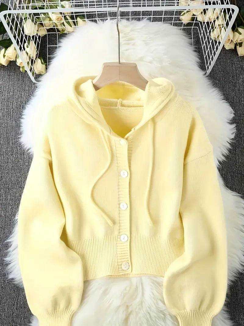 Vuvira Ivory Yellow Oversized Hooded Cardigan