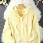 Vuvira Ivory Yellow Oversized Hooded Cardigan