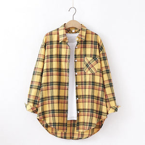 Vuvira Plaid Flannel Shirt  Women’s Loose Fit Blouse