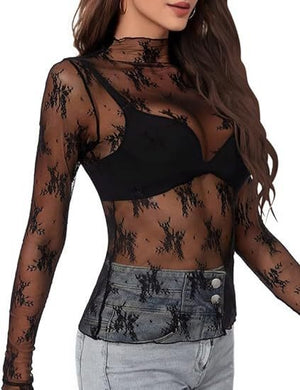 Vuvira Lace Long Sleeve Blouse Transparent Elegance