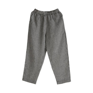 Vuvira Linen Casual Pants Cotton Linen Loose Plaid