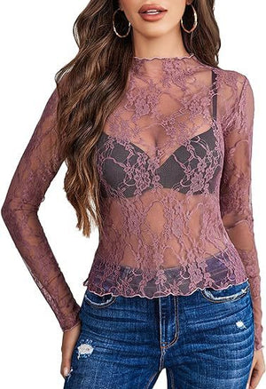 Vuvira Lace Long Sleeve Blouse Transparent Elegance